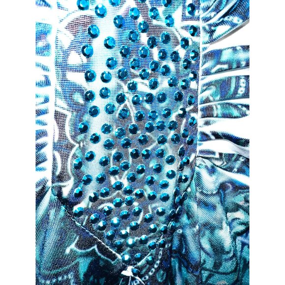 Style & Co Womens XL Tunic Top Blue Green Rhinestone Embellished 3/4 Sleeve - Picture 3 of 6